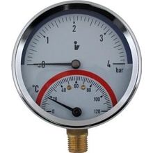 Steno Termomanometr 0-4bar, 0-120°C,1/2" spodní vývod 1453