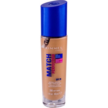 Rimmel London Match Perfection 24HR SPF20 Foundation 200 Soft Beige tekutý make-up pre zjednotenú a rozjasnenú pleť 30 ml