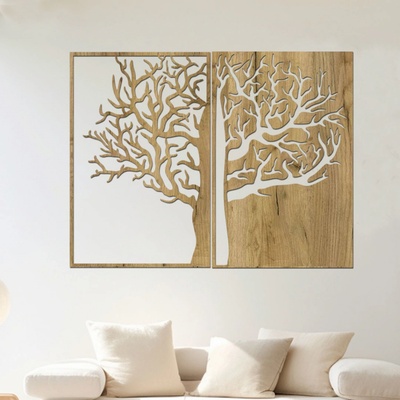 dřevo života Dřevěný strom na zeď DUALITY Zvolte barvu dekoru: Dub zlatý, Rozměry (cm): 80x60