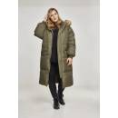 Urban Classics Ladies Faux Fur Puffer coat darkolive beige