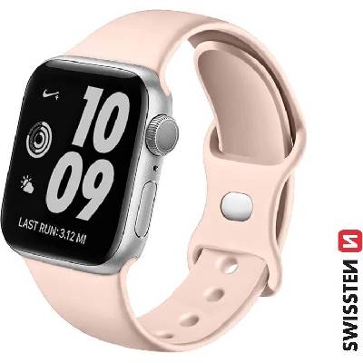 SWISSTEN silikonový řemínek pro Apple Watch 38-40 mm pískově růžová 46000105