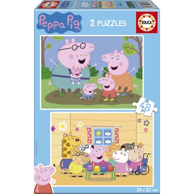 Educa Детски пъзел Educa от 2 х 48 части - Прасенцето Пепа (EDU20327)