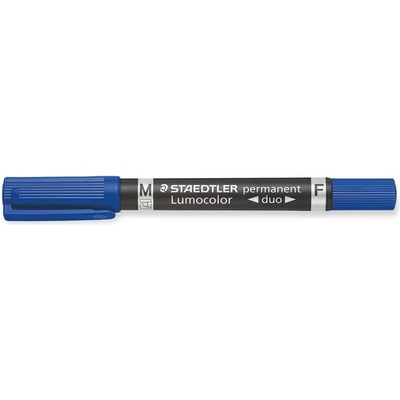 STAEDTLER Алкохолен маркер, 0, 6/1, 5 мм, коничен, с два края, STAEDTLER "Lumocolor duo 348", син 348-3 (348-3)