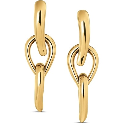 Calvin Klein Pozlátené oceľové náušnice 2v1 Sculptured Drops 35000917