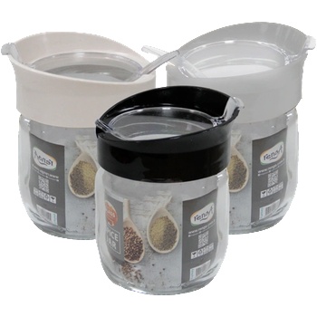 Mercanlar M-131007-Бурканче с лъжичка OTTO 425cc ЧЕРЕН, БЯЛ и СИВ капак) (0154354)