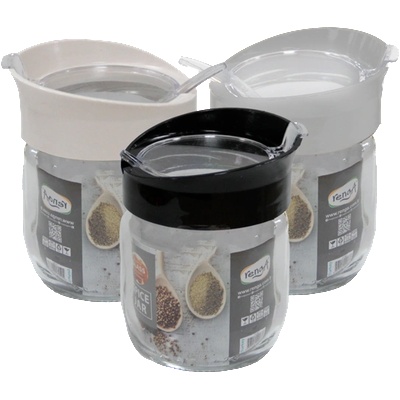 Mercanlar M-131007-Бурканче с лъжичка OTTO 425cc ЧЕРЕН, БЯЛ и СИВ капак) (0154354)