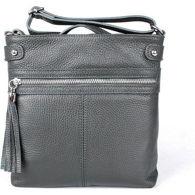 Vera Pelle malá tmavěkožená crossbody kabelka no. 60 zelená