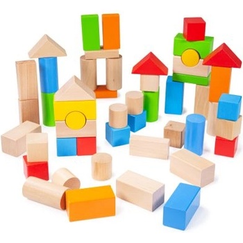 Bigjigs Toys - Дървени многоцветни блокчета - 50 части (BB067)