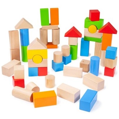 Bigjigs Toys - Дървени многоцветни блокчета - 50 части (BB067)