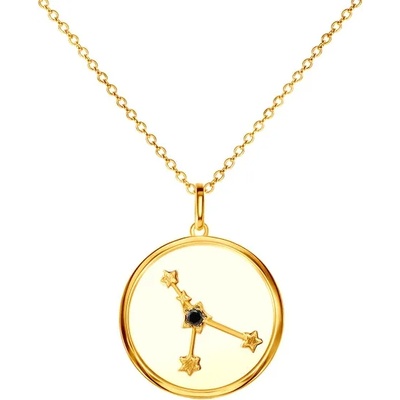 SAVICKI Зодиакална колие savicki. Рак: позлатено сребро. черен диамант