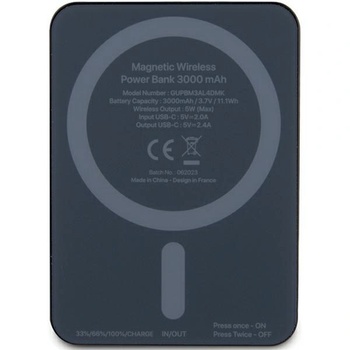 Image 1 of CG Mobile Guess Metal Script Logo Безжична зарядна батерия 3000mAh MagSafe Черна (GUPBM3ALGSGK)