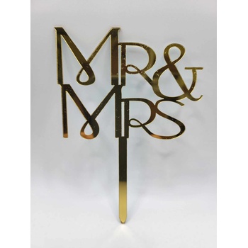 Image 1 of Loranc Топер за торта - сватбен, златист