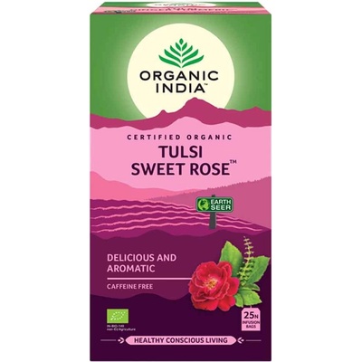 Organic India Tulsi Bazalka posvátná se sladkou růží BIO 25 sáčků