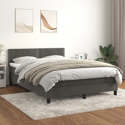 Petrashop 3141246 boxspring postel s matrací tmavě šedá samet