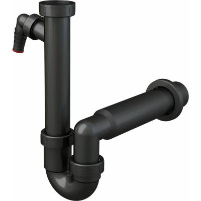 Alcadrain Drezový sifón s maticou 6/4" a prípojkou, čierny A81-DN50-ECO