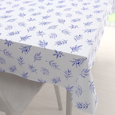 Biante Teflónový obdĺžnikový obrus TF-114 Modré olivové vetvičky na bielom 140x180 cm