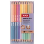 APLI Комплект цветни моливи, с двойни краища, триъгълни, APLI "Pastel Duo", 24 различни пастелни цвята 20084 (20084)