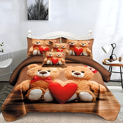 EmonaMall Двулицево спално бельо 3D EmonaMall, 6 части (реално изображение) - Модел S19024 (S19024-1600c4)