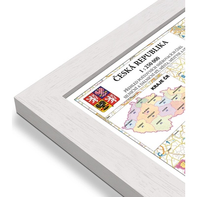 Excart Maps ČR - nástěnná mapa PSČ 200 x 140 cm Varianta: mapa v dřevěném rámu, Provedení: Pegi bílý
