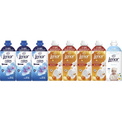 Lenor aviváž mixpack Sensitive 1239 ml + Spring Awakening 3 x 1239 ml + Gold Orchid & Vanilla 4 x 987ml