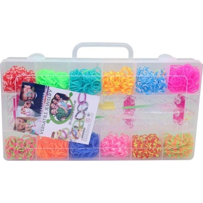 Udělej si náramek Gumičky Loom bands 1400ks set s doplňky mix barev