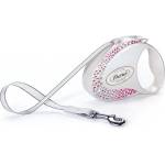 flexi Swarovski GLAM Composition S - Модерен автоматичен повод за кучета, 3 метра лента, до 12 кг - цвят бял