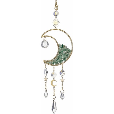 Nefertitis Feng Shui závěs s duhovými křišťály Avanturínový měsíc NF56101 - cca 58 cm