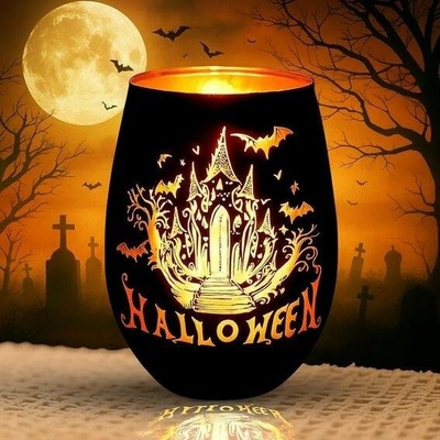 Skleněná halloweenská lucerna