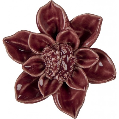 Keramická dekorácia kvetina bordová - Ø 8*4 cm - Clayre & Eef
