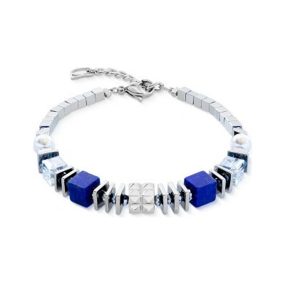 Coeur de Lion dámský náramek Statement Cube Facets silver-blue 3047/30-0717