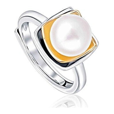 JwL Luxury Pearls Bicolor stříbrný prsten s pravou perlou JL0623