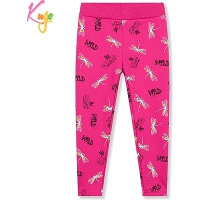 Kugo Dívčí teplé legíny KK2321 růžové s vážkou