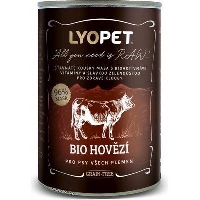 Lyopet Adult Šťavnatá 96% BIO Hovädzie mäso 400 g