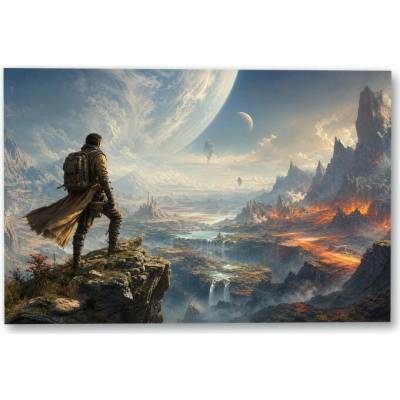 Plakát – Postava na útesu ve fantastické krajině 75 × 50 cm Bez rámu Ano Bez rámu – Hledejceny.cz