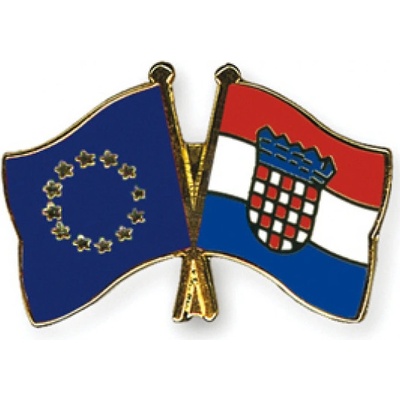 Odznak (pins) 22mm vlajka EU + Chorvatsko - barevný