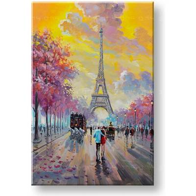 Malovaný obraz na stěnu PROCHÁZKY V PAŘÍŽI 1 díl 60x90 cm - 60×90 cm / Klasický 2 cm