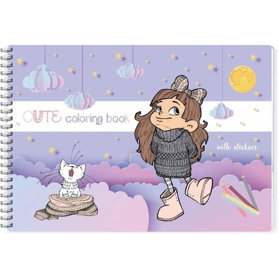 Kniha omaľovánok CUTE s nálepkami 37str 75097
