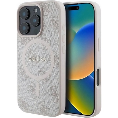 CG Mobile iPhone 16 Pro GUESS 4G RING CLASSIC LOGO силиконов протектор за телефон, удароустойчив, MagSafe, РУСТИ GUHMP16LG4GFRP (GUHMP16LG4GFRP)