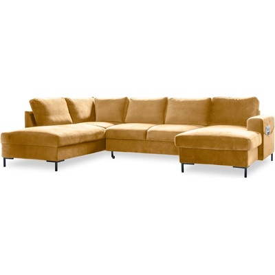 Miuform Горчичножълто U-образно разтегателно канапе от кадифе, ляв ъгъл Lofty Lilly - Miuform (Lofty Lilly HAEECL-2Q-LCBKR KRO1)