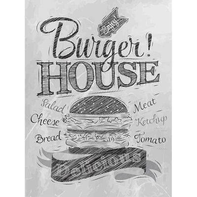 Ceduľa Burger House 40 x 30 cm Plechová tabuľa