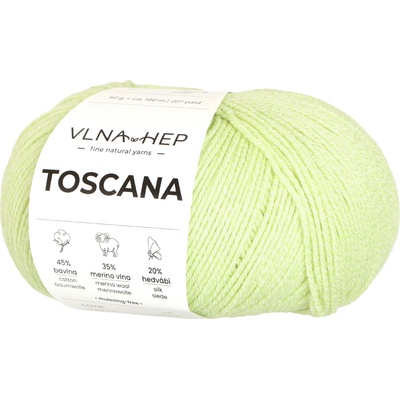 Vlna-hep Příze Toscana - jemná přírodní příze - bavlna, merino vlna, hedvábí Toscana: 142770 Lime Cream
