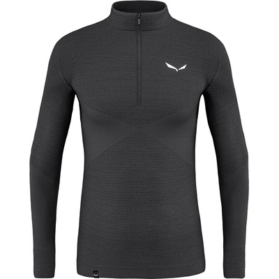 Salewa Мъжко мериносово термобельо Salewa Zebru Med Warm AMR Half Zip Tee Merino base layer - Onyx (015-1346-0413)