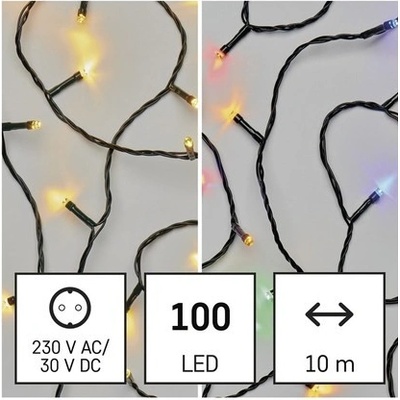 Emos D4AH01 LED vánoční řetěz 2v1 10 m venkovní i vnitřní teplá bílá multicolor programy