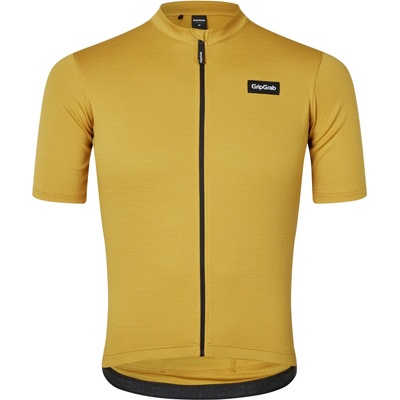 GripGrab Мъжка фланелка с къс ръкав за колоездене GripGrab EXPLR Merinotech Short Sleeve Jersey Cycling jersey - Mustard Yellow (056-3087-0211)