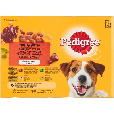 Pedigree Adult kura & jahňa & hydina & hovädzie v želé 12 x 100 g