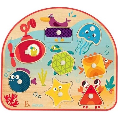 Battat Дървен пъзел Battat - Морски създания, 8 части (BTBX1844GZ)