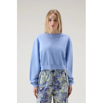 Woolrich Cotton Fleece Logo Crewneck modrá