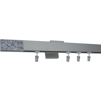 Kovovégarnýže Garnýže Quadrato crystal light broušený nerez Jednořadá, 501-600cm, nacvakávací jezdec s háčkem