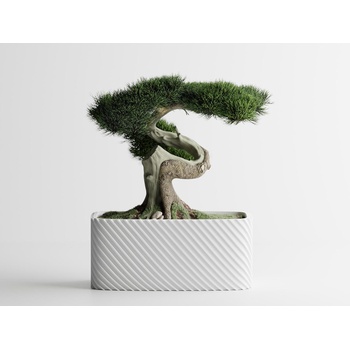 Кашпа Bonzai голяма бял мат