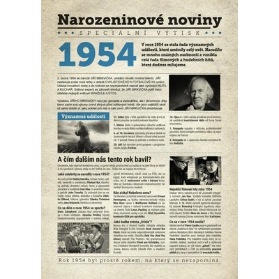 Narozeninové noviny 1954 s vlastním textem a fotografií S textem